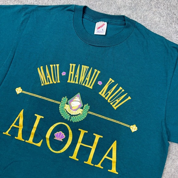Jerzees Other - VTG Hawaii Shirt Mens Large Green Maui Aloha Kauai Island Puff Print Tee USA 90s